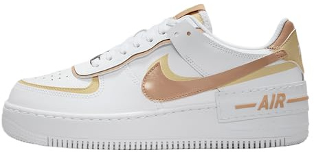 Nike DZ1847-111 Air Force 1 Shadow Donna, White/Hemp-Team Gold-White EU 37.5