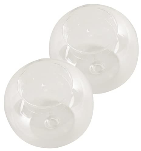 BATHVEVE Portacandele Trasparente Rotondo in Vetro Set da 2 Pezzi Portacandele Decorativo per Feste e Matrimoni per e Casa