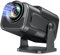 Mini Projector Portable 4K with WiFi 6 and Bluetooth, 4K 1080P Support Portable Projector 180° Rotatable 130'' Screen Movie Auto Keystone Home Projector for Phone/Laptop(Black)