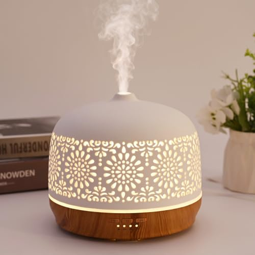 Vankarr Difusor Aceites Esenciales 500ml Difusor de Aromas Ultrasónico Difusor de Aromaterapia Humidificador Vaporizador de Esencias para Casa, Yoga