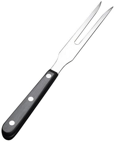 Komoke Forchetta da carne in acciaio inox con manico in legno, 26,5 cm, robusta forchetta da cucina e forchetta da servizio, versatile come forchetta da fonduta, fermaglio per carne, ago da carne e