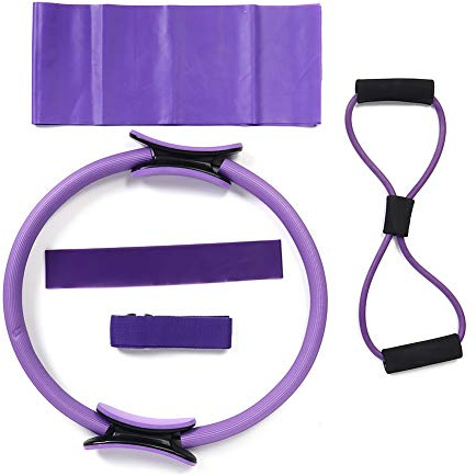 5-delat set: Pilates-ring, latexhandduk, bröstexpanderande rep, elastiskt bälte, motståndsbåge
