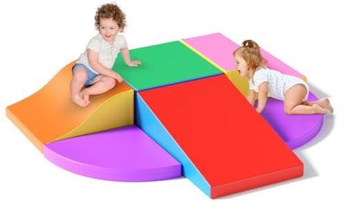 Krovtoy 6 mattoncini da costruzione in schiuma per bambini, atossici e inodori, con rivestimento antiscivolo, blocchi da arrampicata per interni e paesaggi di gattonare, per neonati e bambini piccoli