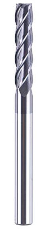 SpeTool 12411 4 Flutes Carbide CNC Square Nose End Mill, 1/4 inch Shank Diameter, 3 inch Long, Upcut CNC Router Bit with Coated