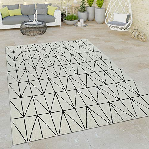 Paco Home Alfombra De Pelo Corto Interior Y Exterior Efecto Tridimensional Diseño Escandinavo Geométrico Blanco, tamaño:160x230 cm