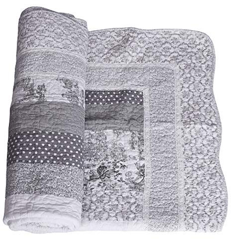 Patchwork Decke Landhausstil Steppdecke Dots Wohndecke 140x200 cm Quilt kdm016 Palazzo Exklusiv