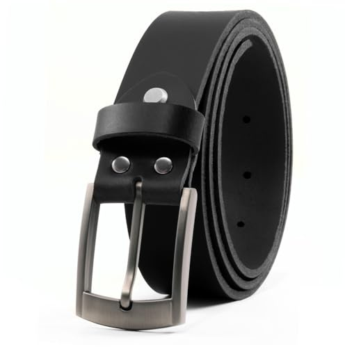 Fa.Volmer ® bälte av buffelläder för män och kvinnor/läderbälte 35 mm bred/förkortabar/modell Austin (finns i svart och brun)