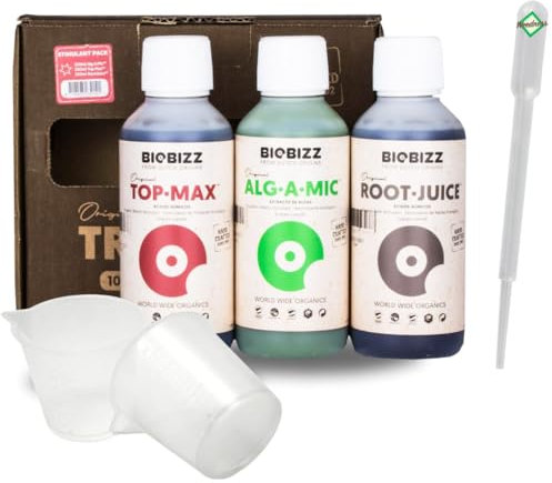 Weedness Set di Fertilizzante BioBizz Set 3 Parti stimolatore Try Pack - Concime Naturale Bio Grow Starters Pack Orchids Blue Grain