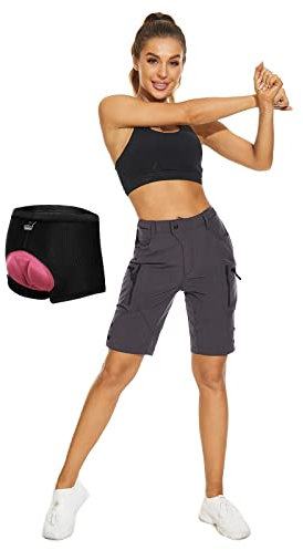 Cycorld Fahrradhose Damen Radhose, Radlerhose mit Innenhose und hochwertigem Sitzpolster, Schnelltrocknend Fahrradhose Damen Mountainbike Shorts Outdoor Shorts (DarkGrau mit Unterwäsche, M)