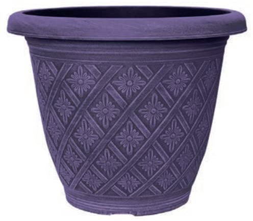 Muddy Hands Decorative Plant Pot Outdoor Garden Colourful Round Plastic Planter (Brushed Wood Violet, 11.5 Litre)