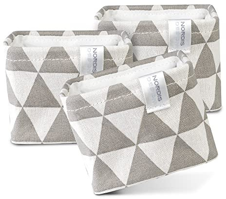 NORDIS DESIGN Kleine Aufbewahrungskörbchen 3er Set (11x11x9cm), Mini Aufbewahrungskorb klein als Aufbewahrungsbox Bad, Organizer Wickelkommode & Aufbewahrungskorb Küche beige-creme