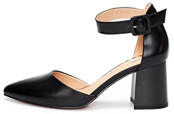 Rio Fiore Tacones de Mujer, Zapatos de tacón con Tiras, Negro, Сuero sintético, 7 cm Tacón Bloque, Zapatos con Correa en el Tobillo A0142-40 (Negro, 39 EU)