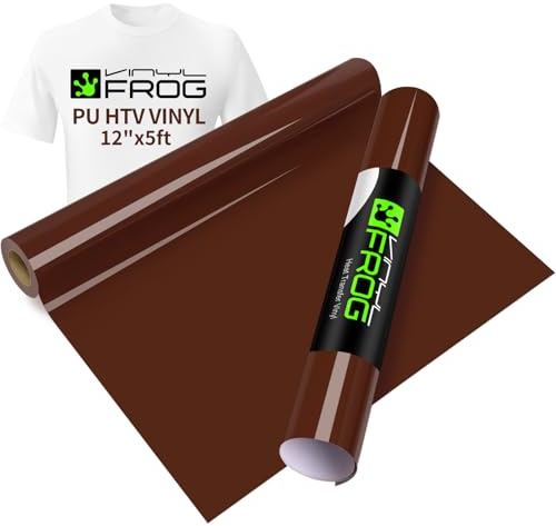 VINYL FROG Heat Transfer Vinyl Roll HTV Vinyl - 30.5x155cm Brown Iron on Vinyl for T-Shirts, Heat Press Vinyl for DIY Craft Designs