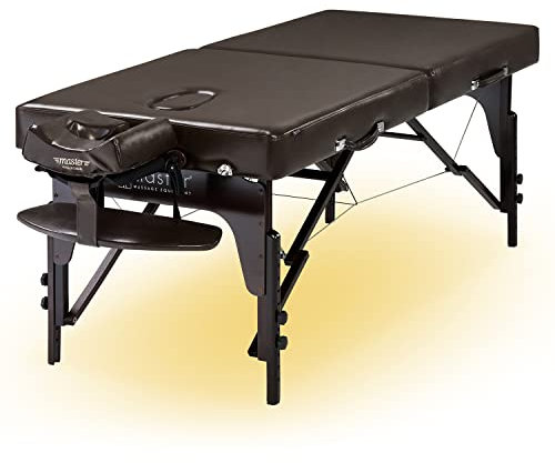 Master Massage 79cm Supreme Klappbare Mobile Massageliege aus Holz mit Ambiente Beleuchtung Reiki Gesichtsausschnitt Braun