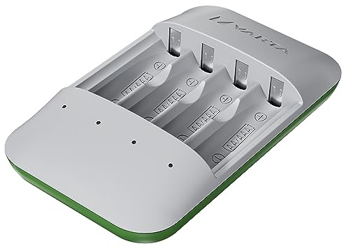 VARTA Akku Ladegerät, Batterieladegerät für wiederaufladbare AA/AAA Batterien, Eco Charger Pro, Einzelschachtladung, Gehäuse aus 75% recyceltem Material, unbestückt