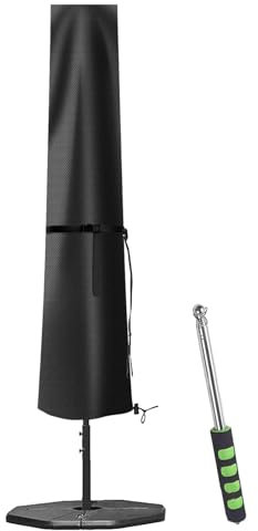Aipwerer Sonnenschirm Schutzhülle, Sonnenschirm Abdeckung 3M mit Stab, 600D Oxford Gewebe Sonnenschirm Hülle Winterfest, Wasserdiht, UV-Anti, Wetterfeste Sonnenschirmabdeckung (175X32/38cm)