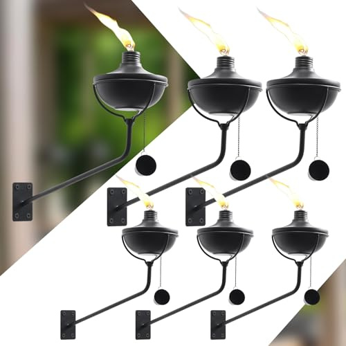 ZSPENG Confezione da 6 torce alla citronella, 666,2 g, da parete, in metallo, facili da installare e ricaricare, torcia a fiamma per interni ed esterni