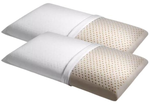 EMAN - Coppia Cuscini Letto Matrimoniale in Lattice Forato, Guanciale Letto Traspirante 4 Stagioni, Anatomico si Adatta Perfettamente a Peso e Posizione del Sonno Individuale Made in Italy (2, H12)