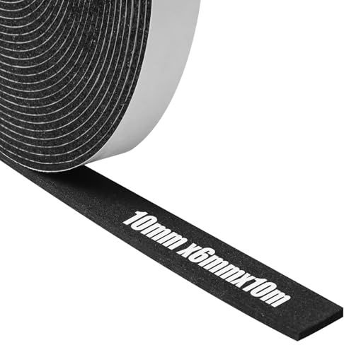 Foam Insulation Tape Self Adhesive,10mm(W) x6mm(T) x10m(L),Weather Stripping for Doors and Windows,Sound Proof Soundproofing Door Seal,Weatherstrip,Cooling,Air Conditioning Seal Strip