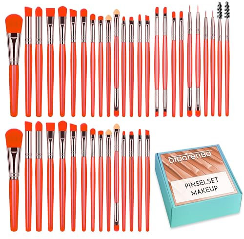 Pennelli make up set 40 pezzi setole di qualità pennelli trucco con correttore pennello per ombretto Arancione