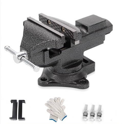 Tornillo de Banco Giratorio 360°, Mordaza de Mesa Tornillo de Banco de Trabajo Sargentos Carpintero con Almohadillas Antideslizantes/Guantes, para Carpintería, Electrónica y Trabajo con Metales