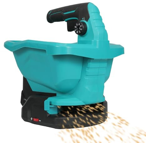 Esparcidor de abono con batería Makita de 18 V, batería universal, 3,3 L, con regulación de velocidad de 6 niveles, regulación de la dispersión de 8 niveles, ángulo de dispersión de 140° para