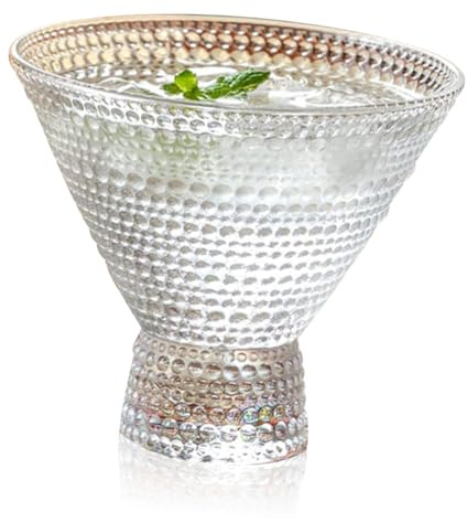STOBAZA Bicchiere Martini in Vetro Martellato Decorativo per Vino e Cocktail Superficie Liscia Bordi Taglienti Facile da e Conservare per Feste e Speciali