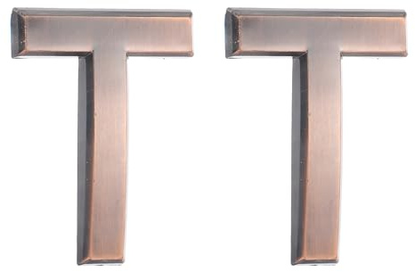 sourcing map Lot de 2 lettres autocollantes pour porte de boîte aux lettres, finition galvanisée, pour bureau, hôtel, appartement, jardin (lettre T, bronze) 7 cm
