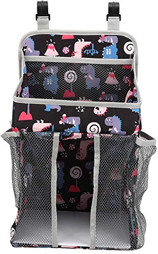 Segrehy Baby Bed Hanging Bag Crib Hanging Organizer Large Capacity Storage Bag for Infant Diaper Clothes Toys Oxford Cloth Black Gray 43 x 25cm (43x25)