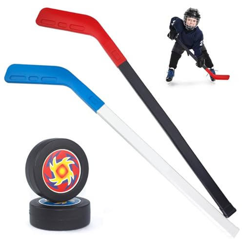 Bemonew Set da Hockey per Bambini in PP, 2 Bastoncini e 2 Palline, per allenamenti e Giochi Indoor/Outdoor