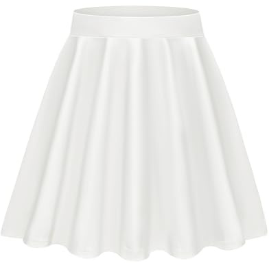 Lovasy Jupe Courte Femme Sexy Mini Jupe Plissée Short Évasée A-Ligne Basique Jupe Patineuse Elastique pour Fête Bureau Campus Quotidien,A-Blanc,M