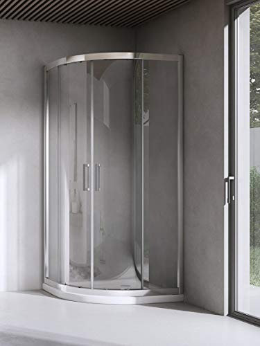 Yellowshop - Box Cabina Doccia Bagno Curvo Semicircolare, Dimensioni: 80X80 cm, Cristallo 6mm : Trasparente