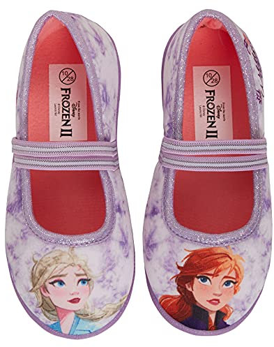 Disney Girls Frozen 2 Slippers Elsa Anna Ballet Pumps Kids Slipper Slip On House Shoes Lilac 13 UK Child/EU 32
