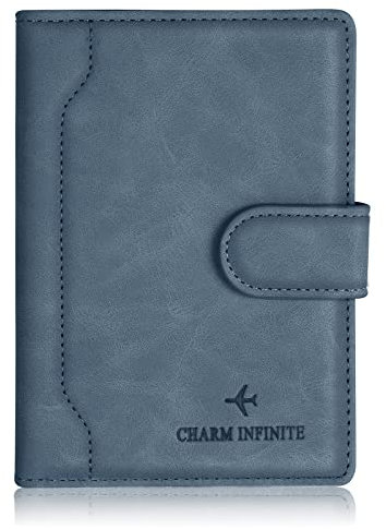 Impfpass Hülle Reisepasshülle, Urlaub Zubehör, Passhülle mit RFID-Blocker, Schutzhülle Tasche für Kreditkarten Reisepass, Ausweis und Reisedokumente, Reisezubehör/Cardholder/Travel Organizer (Blau)