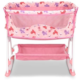 ANIVIA Doll Bed Furniture 2 Function Toy Doll Swings Together for 18 inches Baby Dolls, Baby Doll Crib with Bottom