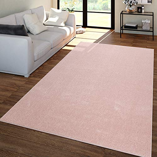 TT Home Wohnzimmer Teppich Kurzflor Unifarbendes Design Modern Und Zeitlos, Farbe: Rose, Größe:120x170 cm