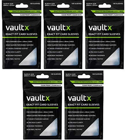 Vault X Exact Fit Trading Card Sleeves, Soft, High Clarity, Perfect Fit Inner Sleeves, Collectible Card Games, Sports, TCG (500 Pack)