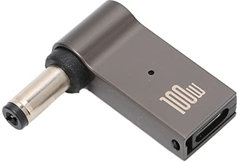 Adaptador USB C Hembra a CC, USB C de 90 Grados a Conector de Barril de CC de 5,5 X 2,1 Mm, Conector de Cargador de Alimentación PD de 100 W 5 A, Adaptador de Carga Portátil para Computadora Portátil