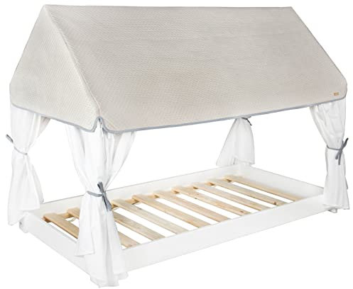 Velinda Kinderbett Hausbett Spielbett Einzelbett skandinavisches Design mit Dach 160x80 (Bettfarbe: weiß)