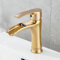 SHUNLI Wasserfall Wasserhahn Bad Gebürstetes Gold Waschtischarmatur, Einhebel Badarmatur Bad Armatur Waschtischbatterie für Badezimmer Waschbecken, Messing