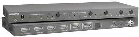 Matrix Switch HDMI 4x2 - Marmitek MS420-4K 60Hz - 4 entradas 2 Salidas - ARC - Salida Óptica - Extractor de Audio - Downscaler 1080p - HDR - Deep Color - Chroma Colors 4:4:4 - Dolby Atmos y DTS:X