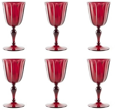 Excelsa Country Set 6 Calici Rossi, Plastica Riutilizzabile, Capacità 250 Ml.