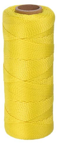 sourcing map Twisted Nylon Mason Line 1.5mm x 500 Ft Braided Twine String Lines for Fishing Gardening Crafting, Fluorescent Yellow