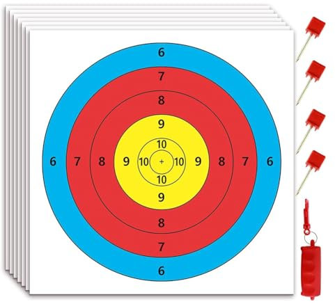 Poggapp Zielscheibenpapier für Bogenschießen, 50 Stück Zielscheiben für Pfeil und Bogen für die Jagd im Hinterhof, Zubehör für das Bogenschießen mit 5 Ringen