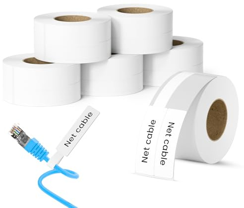 CLABEL 6 rullar 25 x 78 mm termovit etikettband för etikettskrivare, självhäftande självhäftande etiketter för märkning klistermärken för kabelmärkning, smyckesvaror, butik, 100 stycken/rulle (1 x 3