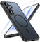 Hensinple Coque pour Samsung Galaxy S25, Magnétique Coque Samsung S25 avec MagSafe avec Verre Trempé, [Anti-Jaune] Antichoc Coque S25 Translucide Mat Extérieur Étui de Protection pour S25 6.2'', Noir