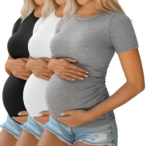 Ficerd Pack de 3 Chemises de Grossesse,M,3-Ensemble de Couleurs