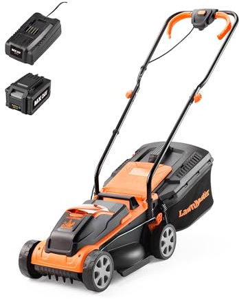 LawnMaster CLM2432K - Tosaerba a batteria 24 V, 32 cm, larghezza di taglio 150 m², altezza di taglio 25-65 mm, batteria da 4,0 Ah + caricatore