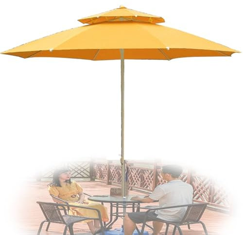 QSPNVFB Ombrellone da Giardino 2 Livelli 250cm 300cm Antivento Grande Copertura De Mercati Protettivo UV Ombrellone da Terrazza Cortile Piscina Spiaggia(Yellow,300cm(10ft))