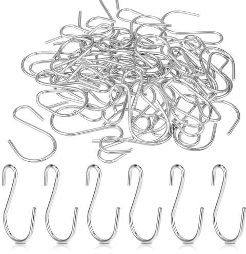 Xyembu 30 Pcs S Hooks for Hanging, Heavy Duty S-Hooks, Stainless Steel S Shaped Hooks, Metal Hanging Plants Hook, Small S-Hook for Kitchen, Garden, Closet (1.7x0.9 Inches)
